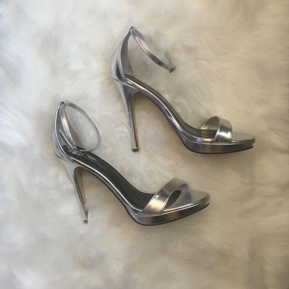 Silver heels with ankle strap
